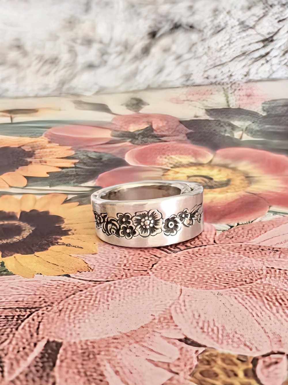 SPOON RING MADE FROM A 1966 FLORAL SPOON